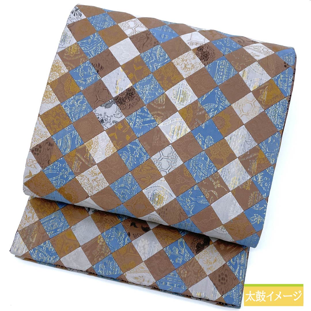 袋帯 正絹 切嵌め 花模様 帯丈450cm Sランク 六通 カジュアル グラデーション系 1123012782499