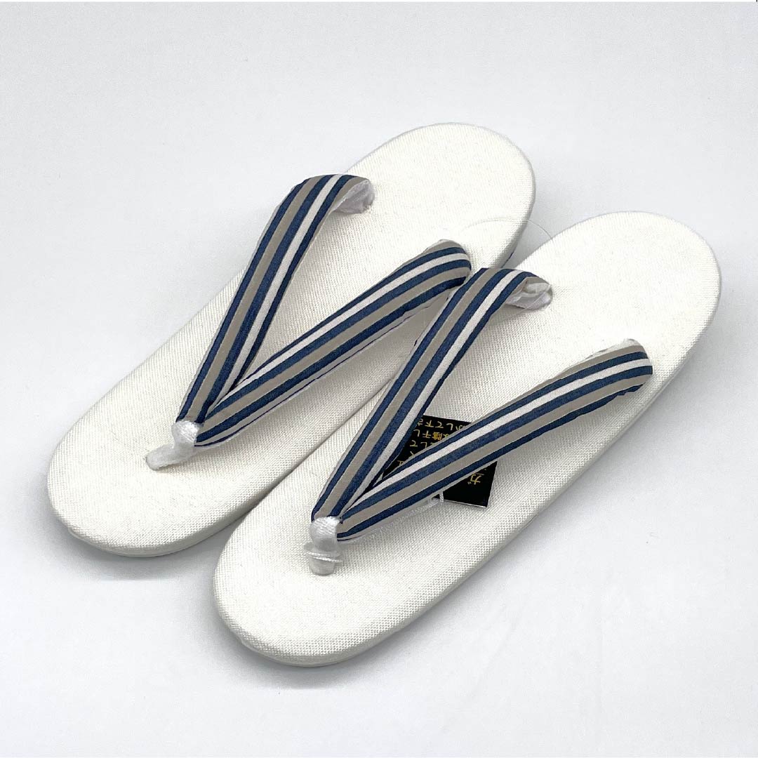 （新品）草履 亜麻 NEWランク 夏草履 亜麻草履 日本製 夏用 長さ24cm Lサイズ 白系 1122001651411