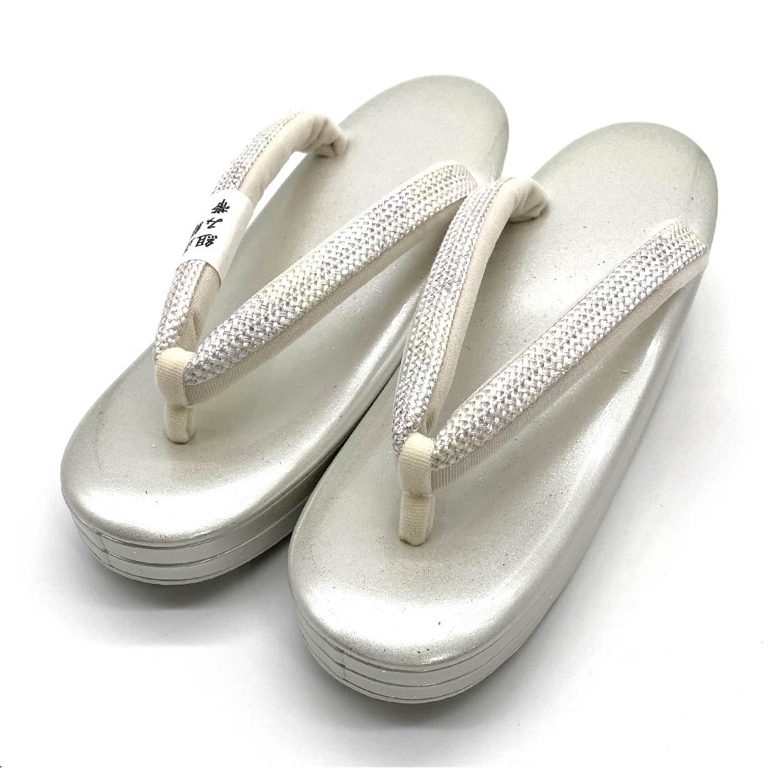 (New old stock) Sandals, synthetic leather, braided obi, double core, formal, length 23.5cm, M size, silver, NEW rank, 1122001191222