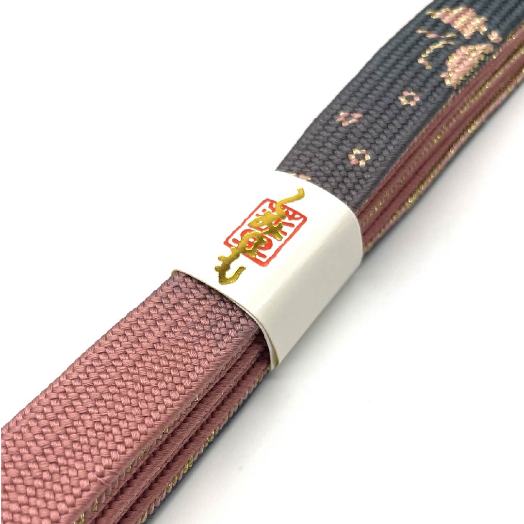 帯締め 正絹 四分紐 2色ぼかし 蝶 長さ約159cm 幅約1.6cm セミフォーマル Sランク ピンク系 1135003032313