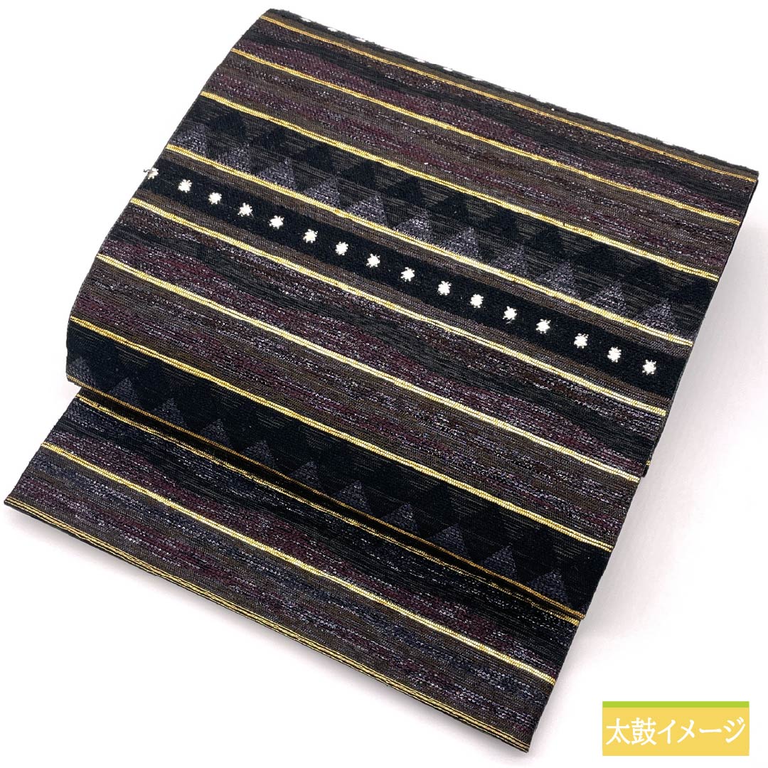 袋帯 正絹 横段 幾何学模様 帯丈444cm Sランク 六通 セミフォーマル グラデーション系 1123014832399