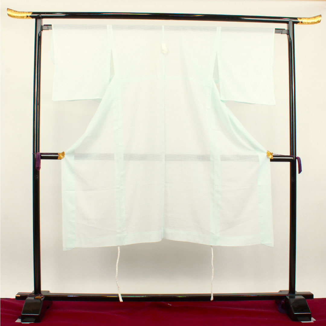 夏物 ポリエステル 長襦袢 身丈131.5cm 裄丈65.5cm 藍白色（あいじろいろ） 洗える着物 絽 Aランク 水色系 1132001803124