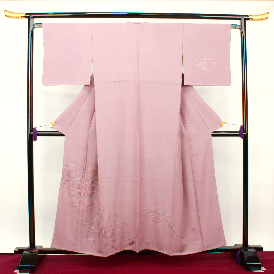 訪問着 袷 身丈156cm 裄丈65cm 未使用品 しつけ糸付き 薄藤色 蘇州刺繡 正絹 Sランク 紫系 1112002232320