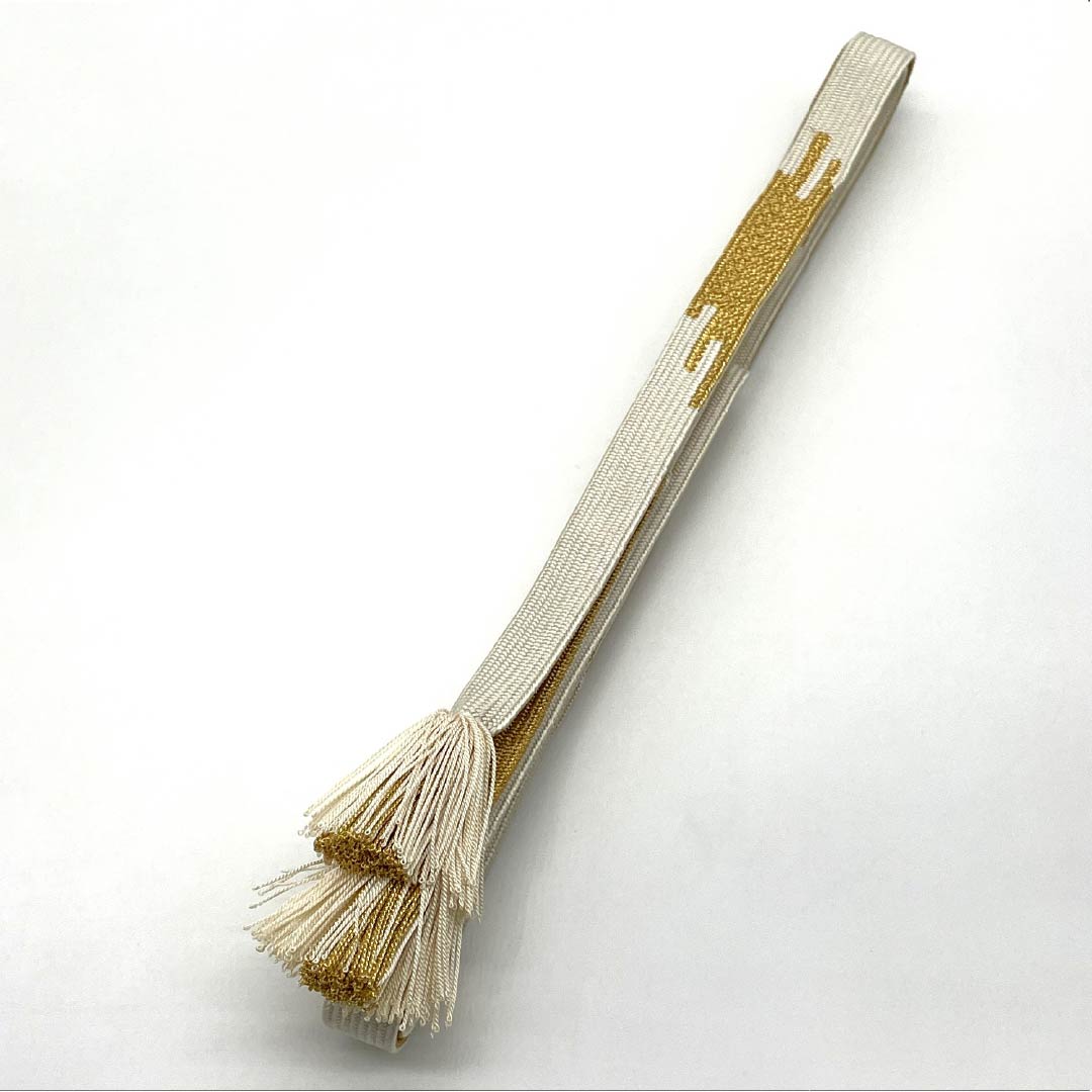 帯締め 正絹 Sランク  白金 平組 撚り房  長さ約157cm 幅約1.5cm 留袖用 白系 1135006102311