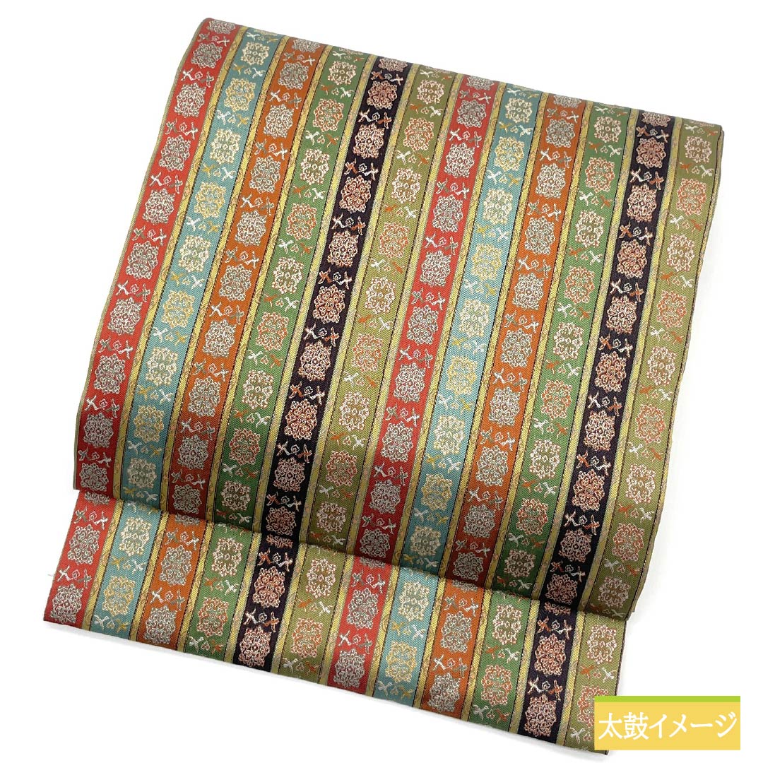 Nagoya obi, pure silk, Tatsumura Art Textiles, Karahana double bird long spotted brocade pattern, obi length 350cm, S rank, full length, semi-formal, gradation style, 1124007142399, open tailoring