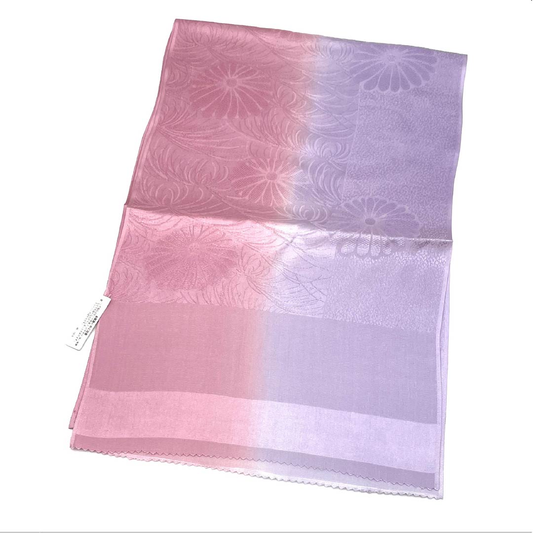 帯揚げ 正絹 Sランク セミフォーマル 美人祭色（びじんさいいろ） 淡紫色（たんししょく） 菊 バイカラー 長さ約184cm 幅約28.5cm グラデーション系 1136004162999