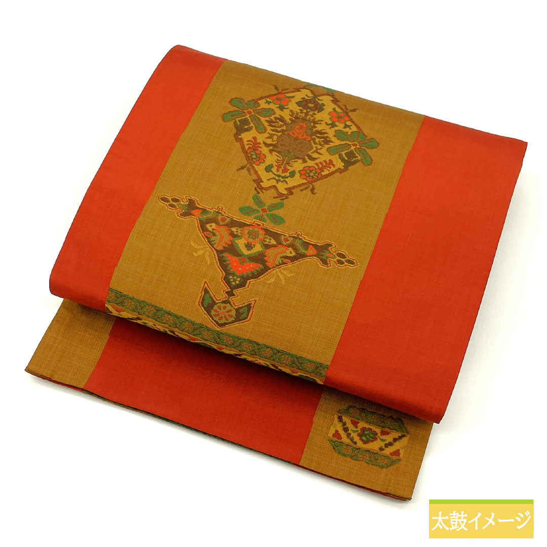 袋帯 正絹 Aランク 木屋太 西陣織 紹巴織 抽象模様  帯丈432cm 六通 カジュアル グラデーション系 1123016833399