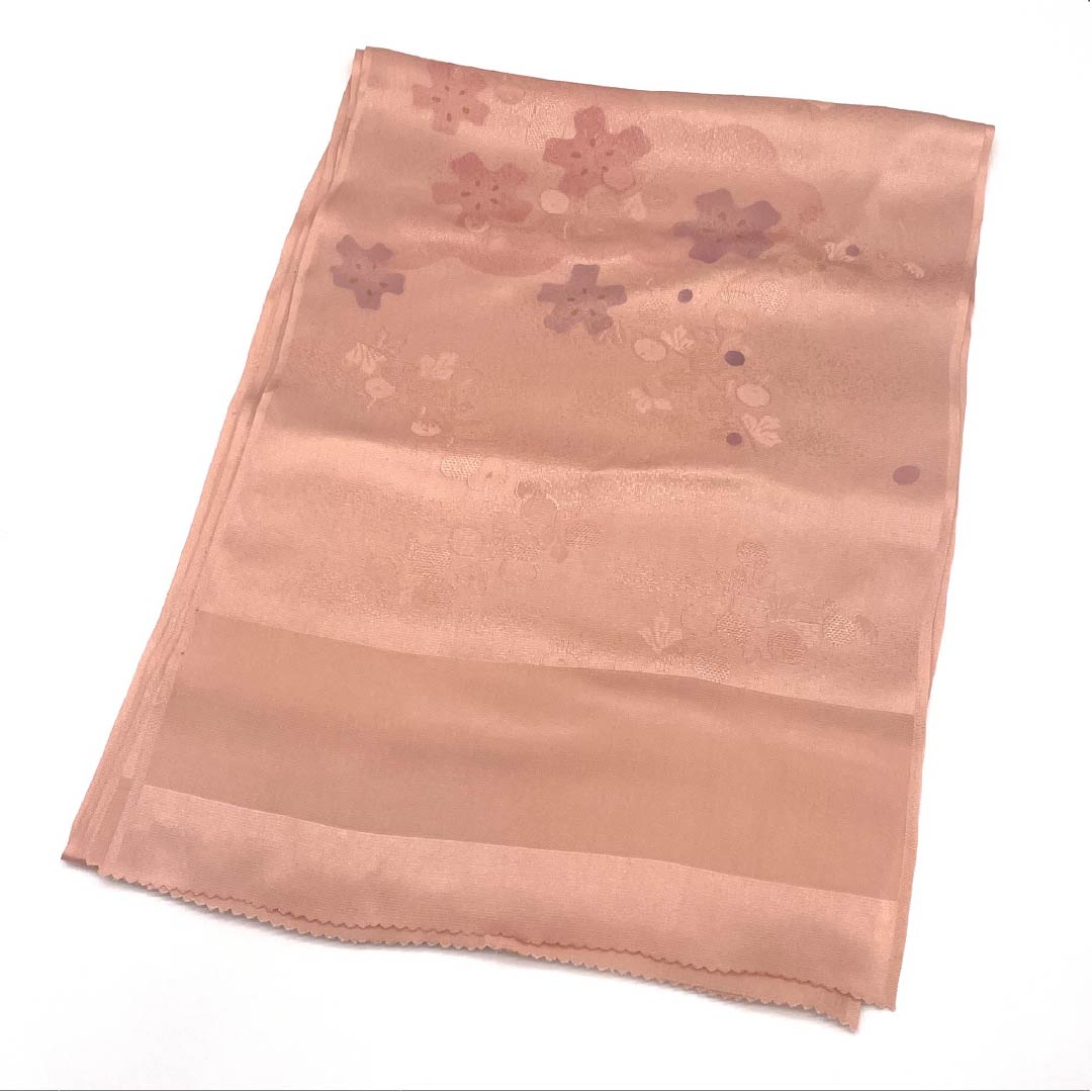 帯揚げ 正絹 Sランク セミフォーマル 東雲色（しののめいろ） 古典柄 花柄 長さ約172cm 幅約29.5cm ピンク系 1136002042913