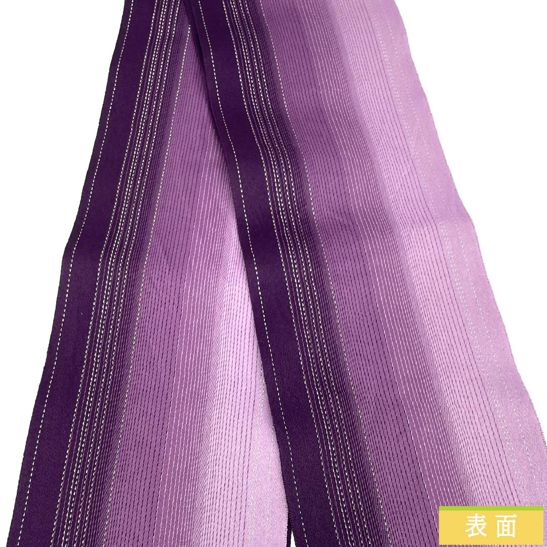 半幅帯 ポリエステル Sランク 至極色（しごくいろ） グラデーション 縞 広幅 帯丈349cm 紫系 1125003702320
