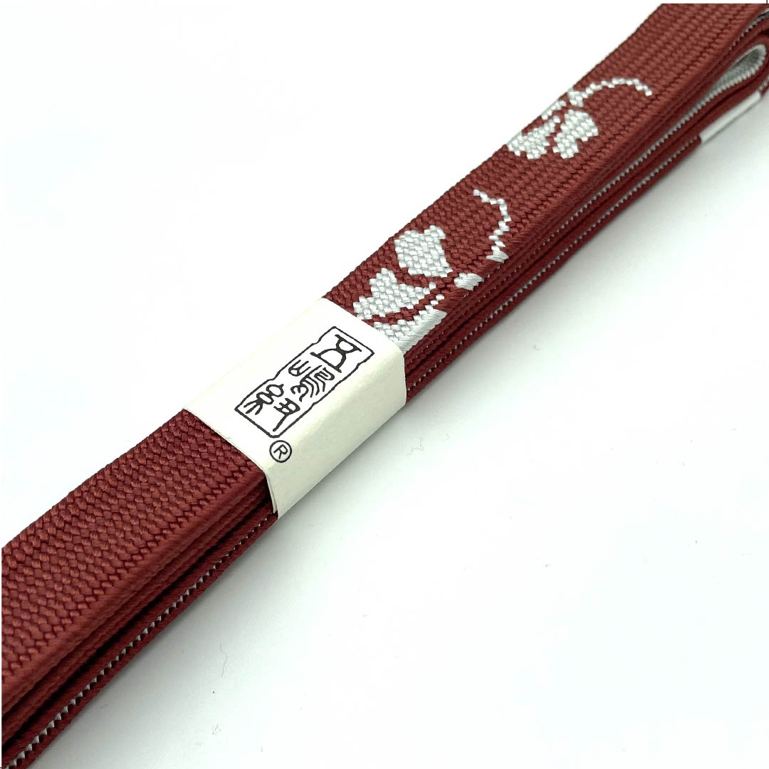 （新古品） 帯締め 正絹 四分紐 弁柄色（べんがらいろ） 五嶋紐 江戸組紐 新古品 長さ約162cm 幅約1.7cm カジュアル Sランク 茶系 1135002962314