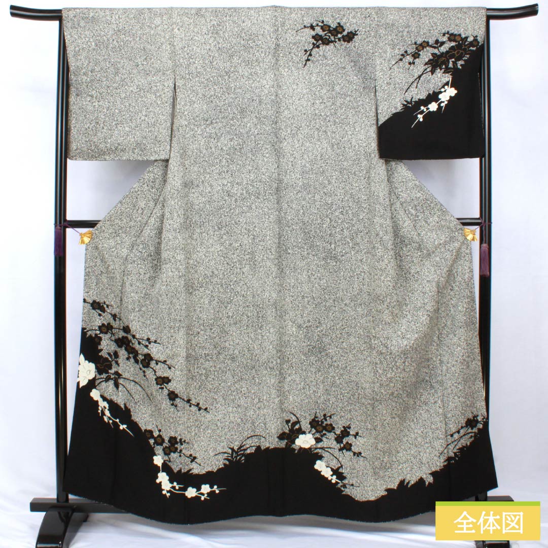 Homongi Silk S-rank Awase Length 159.5cm Sleeve Length 66cm Tataki Dye Plum Monochrome 1112007662327