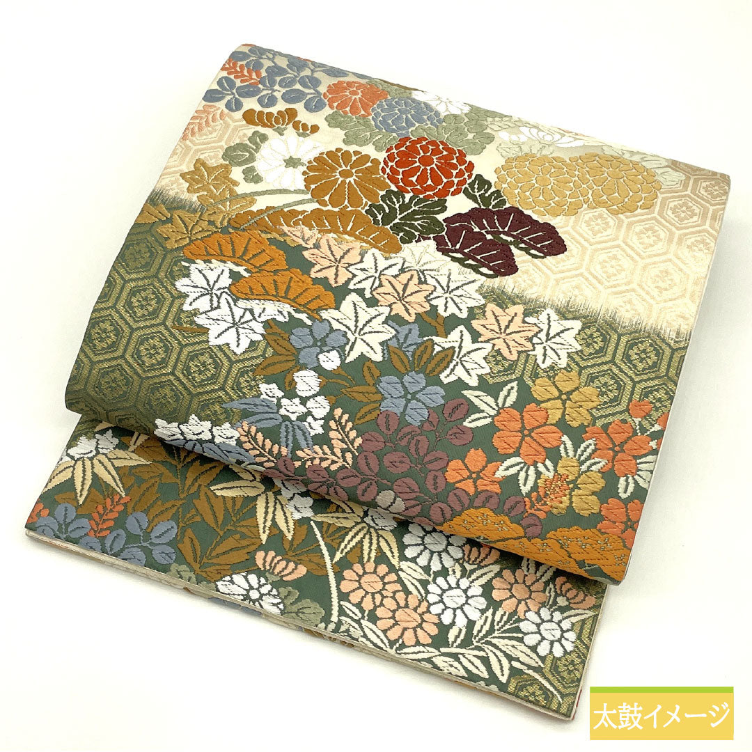 袋帯 正絹 Sランク 唐織 西陣織 吉祥文様   帯丈424cm 六通 フォーマル グラデーション系 1123017082399