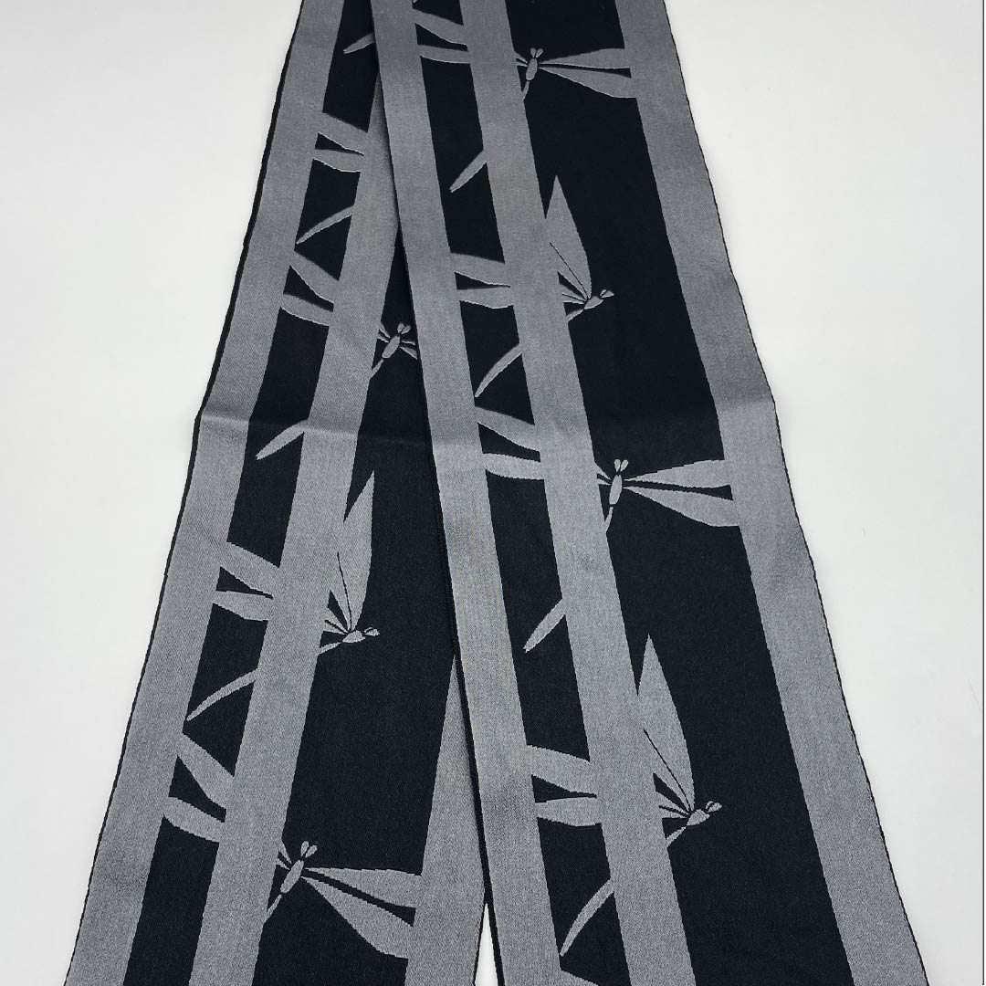 半幅帯 ポリエステル 帯丈354cm 黒色（くろいろ） 縞 トンボ 古典柄 リバーシブル 黒系 Sランク 1125001502310