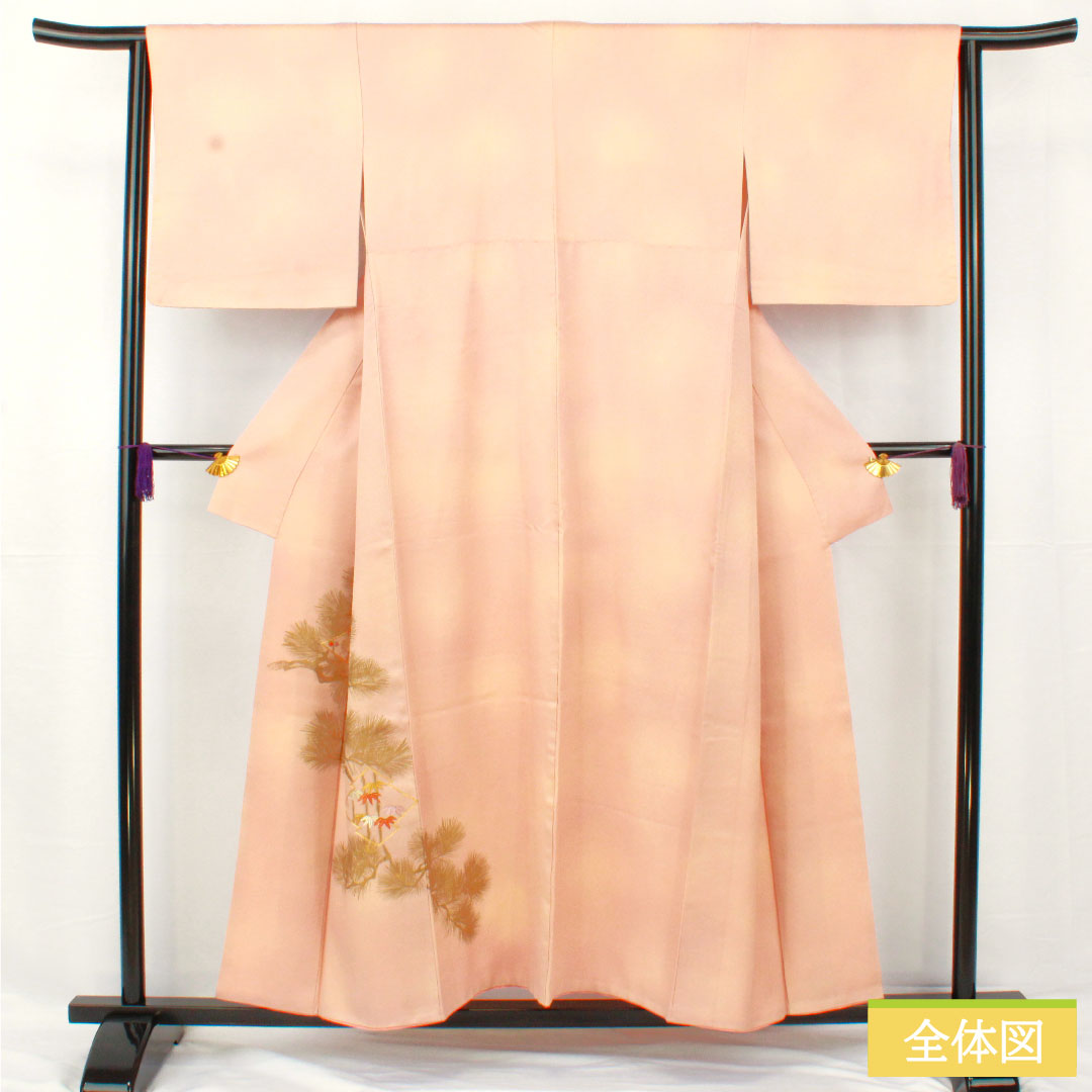 付け下げ 正絹 袷 身丈154cm 裄丈63cm 今様色（いまよういろ） 京友禅 刺繍 松皮菱 松竹梅  Aランク ピンク系 1112005643213