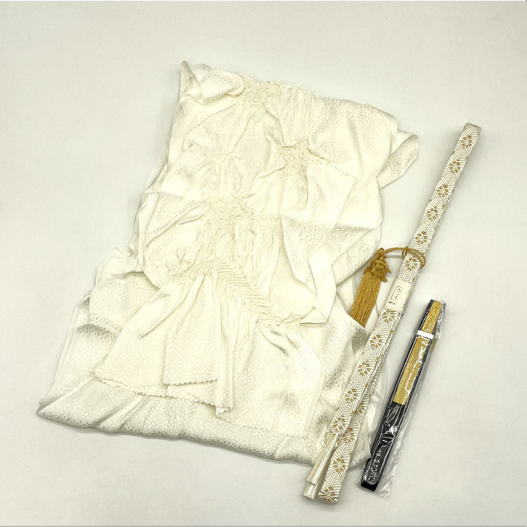 （新古品） 帯締め・帯揚げセット 正絹 NEWランク 乳白色（にゅうはくしょく） 留袖用 紅葉 古典柄 長さ約158cm 幅約1.5cm フォーマル 白系 1141000361311