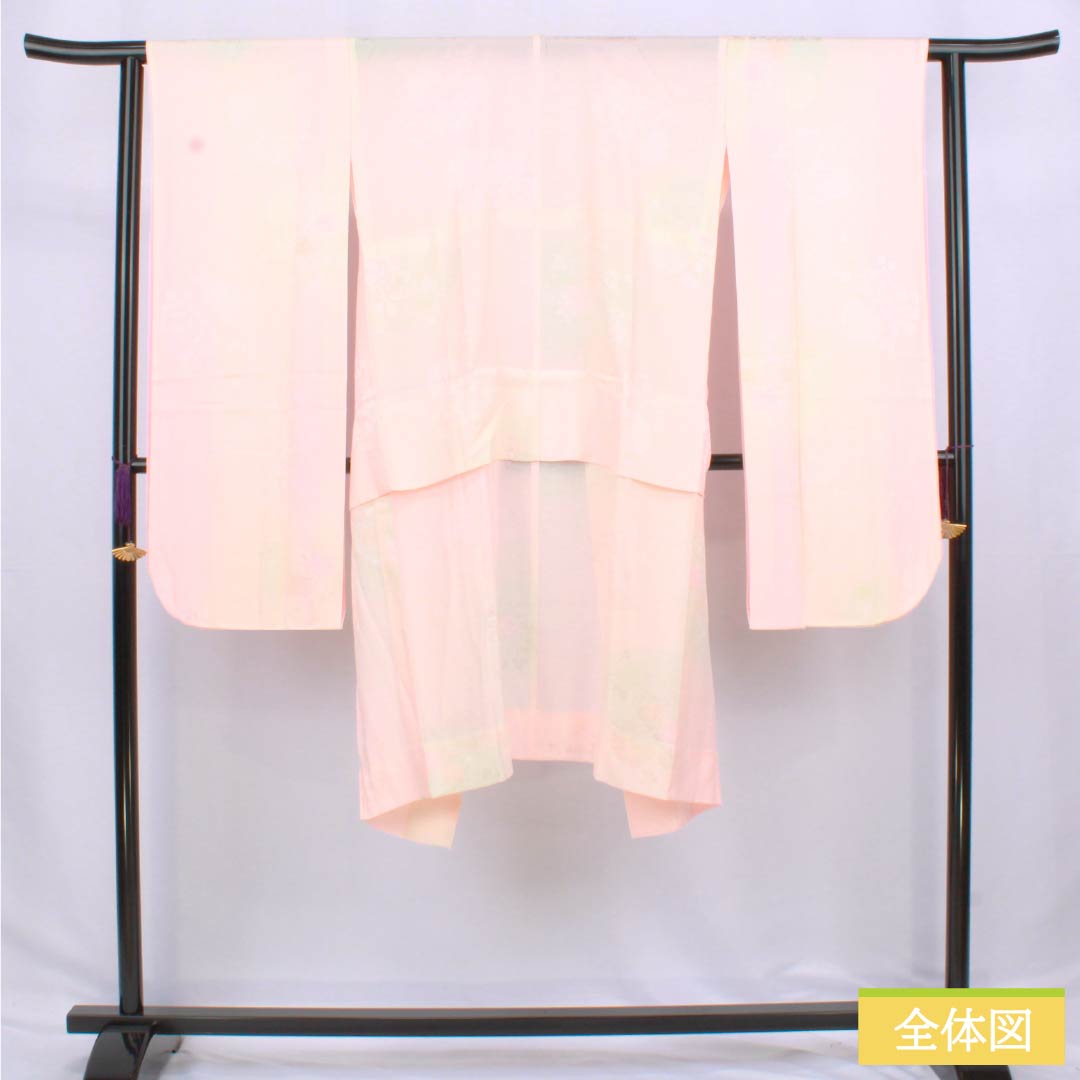 長襦袢 正絹 Aランク 身丈119cm 裄丈61cm 単衣 花 刺繡衿付き 身上げ有り ピンク系 1129000833113