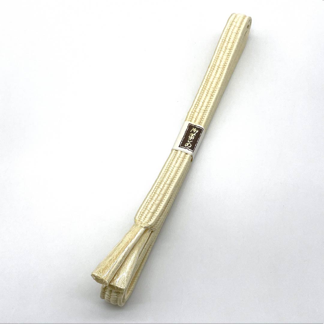 (新古品)帯締め 正絹 Sランク 薄卵色（うすたまごいろ） 無地 長さ約164cm 幅約1.7cm カジュアル クリーム系 1135005282315
