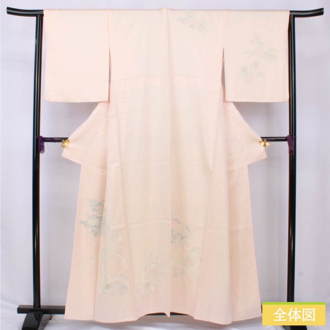 訪問着 正絹 Sランク 袷 身丈158cm 裄丈63cm 乙女色（おとめいろ） 京友禅 草花 重ね衿付き ピンク系 1112006532313