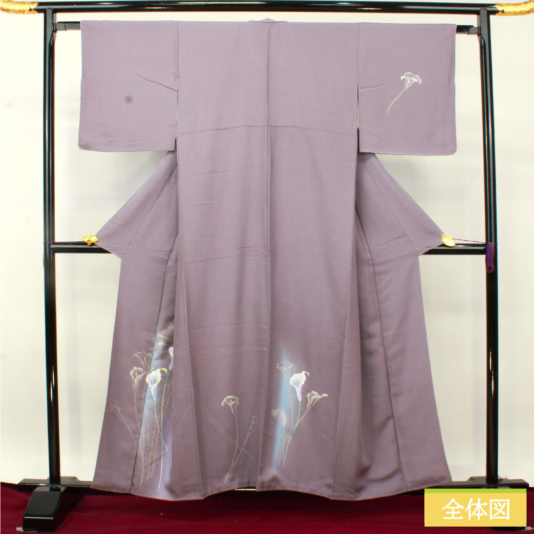 訪問着 正絹 袷 身丈157.5cm 裄丈64.5cm 中滅紫色（なかのけしむらさきいろ） 京友禅 カラー Sランク 紫系 1112004812320