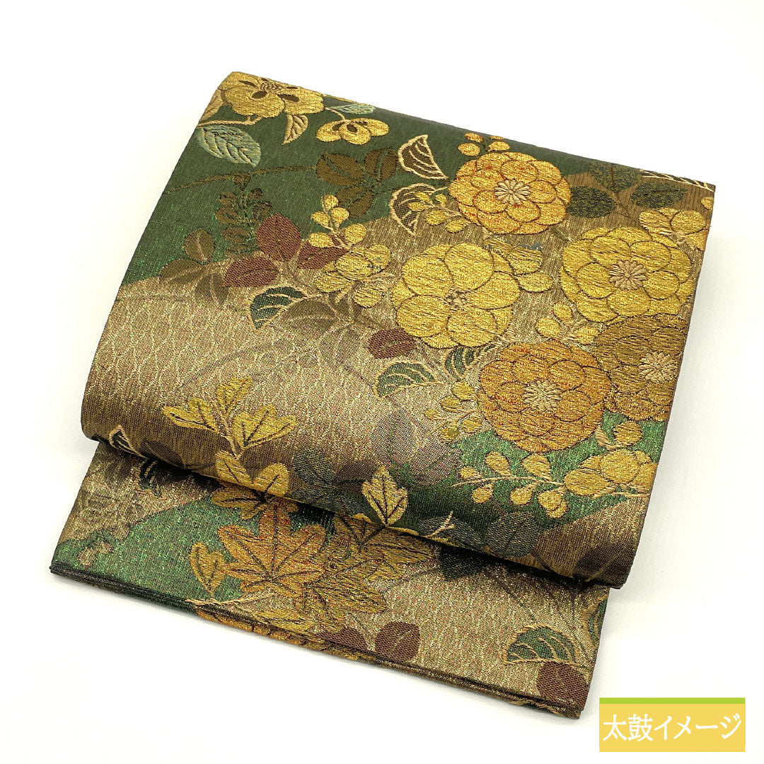 袋帯 正絹 Sランク 春秋草花模様 西陣織    帯丈432cm 六通 フォーマル グラデーション系 1123016762399