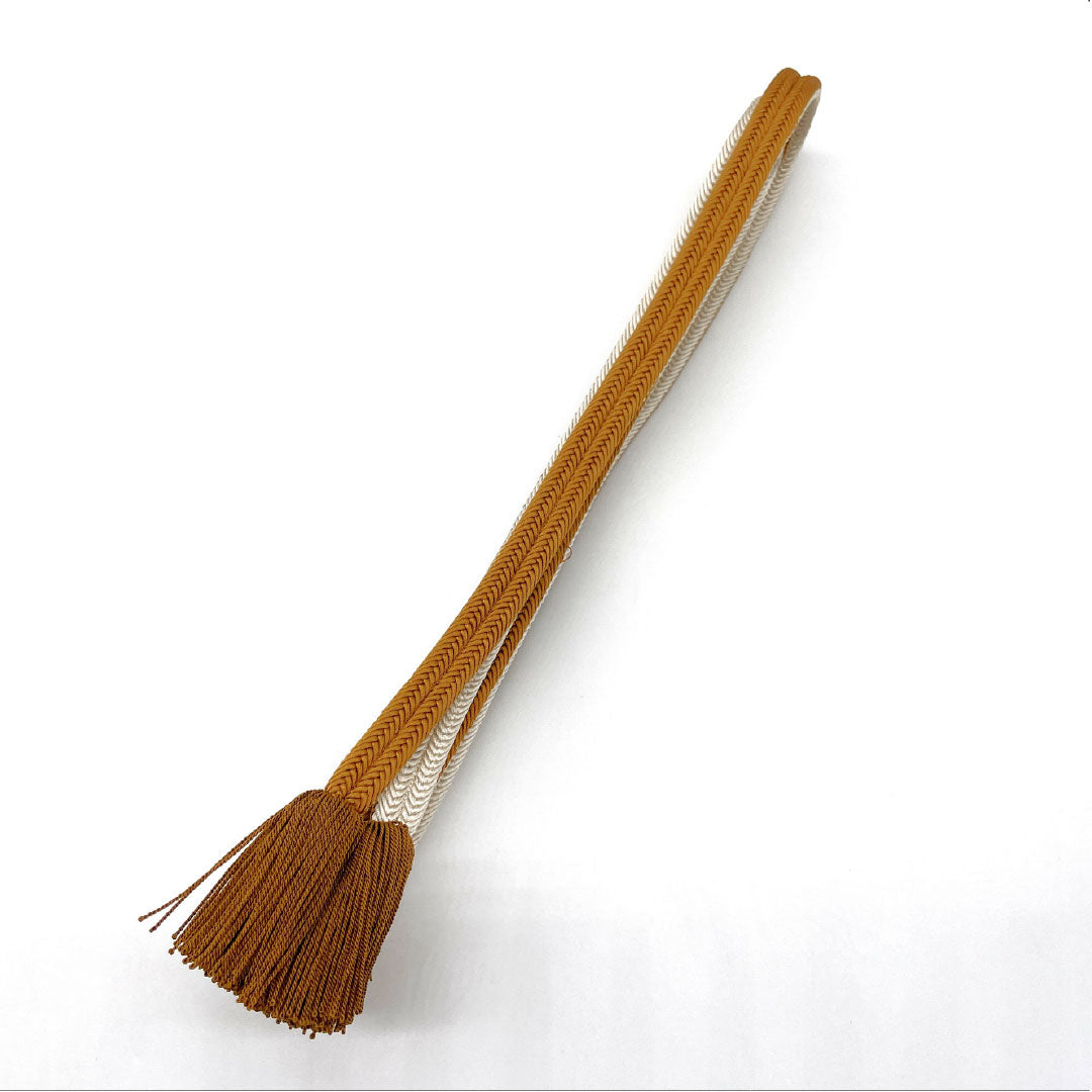 (新品)帯締め 正絹 NEWランク 狐色（きつねいろ） 伊賀くみひも 無地 撚り房 長さ約163cm 幅約1.1cm カジュアル 茶系 1135005211314