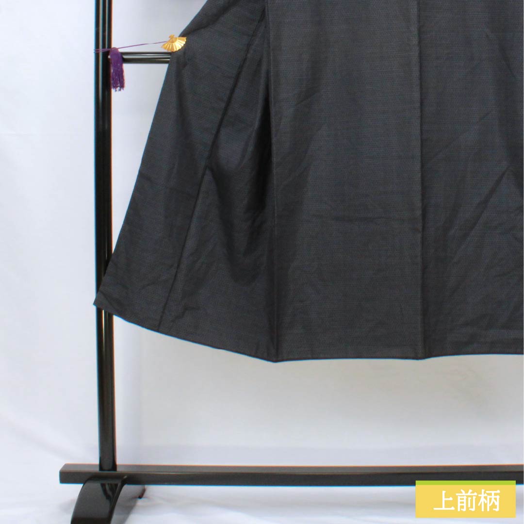 男物 正絹 Sランク 身丈130cm 裄丈67cm 檳榔子黒色（びんろうじぐろいろ） 大島紬 幾何学模様 袷 紺系 1119001312318