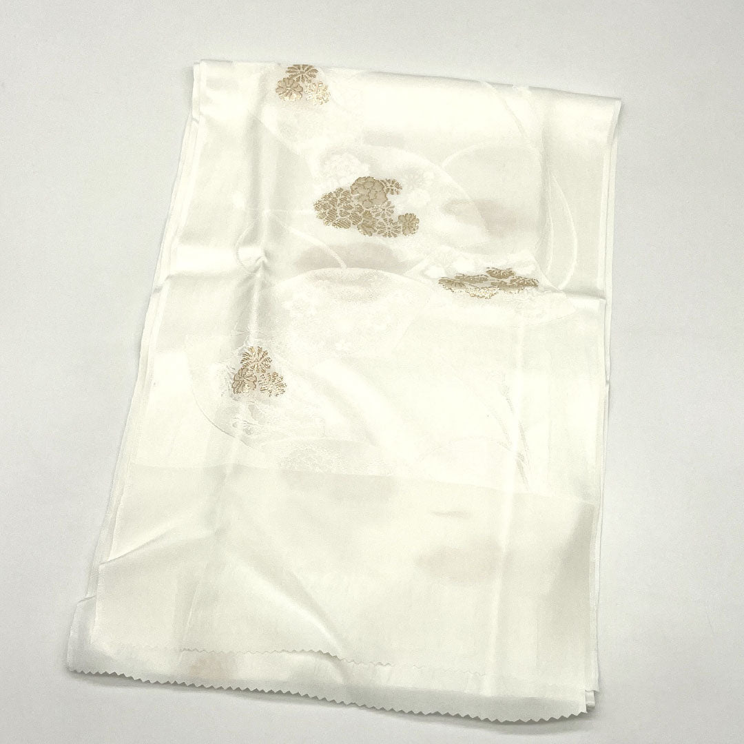 （新古品） 帯締め・帯揚げセット 正絹 NEWランク 白色（しろいろ） 留袖用 古典柄 扇 長さ約160cm 幅約1.7cm フォーマル 白系 1141000451311