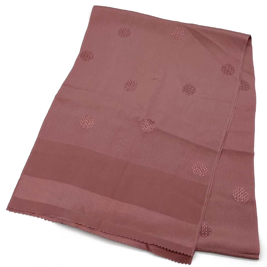 帯揚げ 正絹 カジュアル 浅蘇芳色（あさきすおういろ） ドット 丸 古典柄 長さ約172cm 幅約30.5cm Sランク 茶系 1136000512914