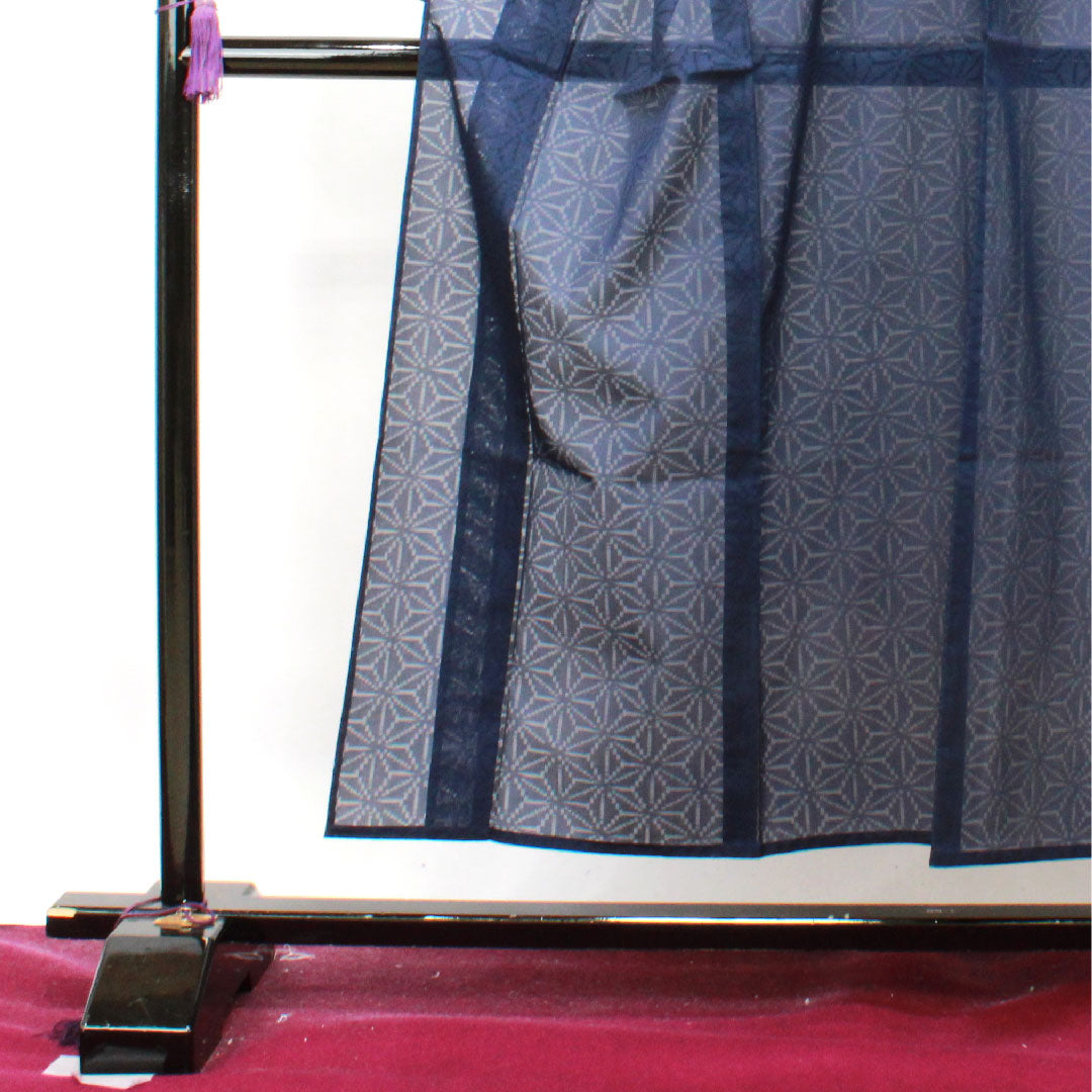 Summer item, pure silk, plain color, length 153cm, sleeve length 64cm, dark blue, hemp leaf pattern, gauze, S rank, navy blue, 1132000982218