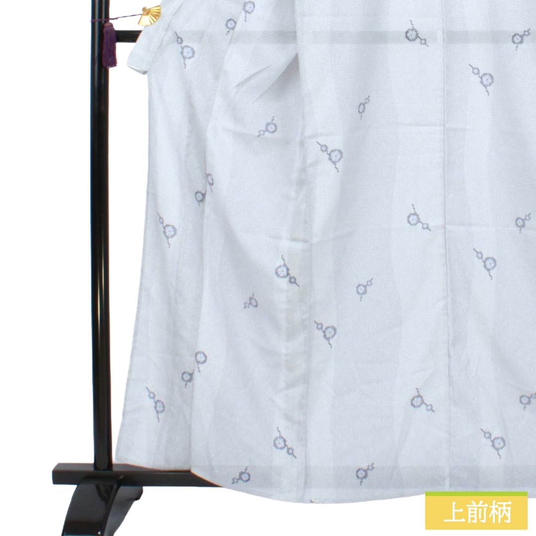 夏物 ポリエステル 小紋 Sランク 身丈161.5cm 裄丈67cm 白銅色（はくどういろ） 小花 洗える着物 絽 グレー系 1132005222422