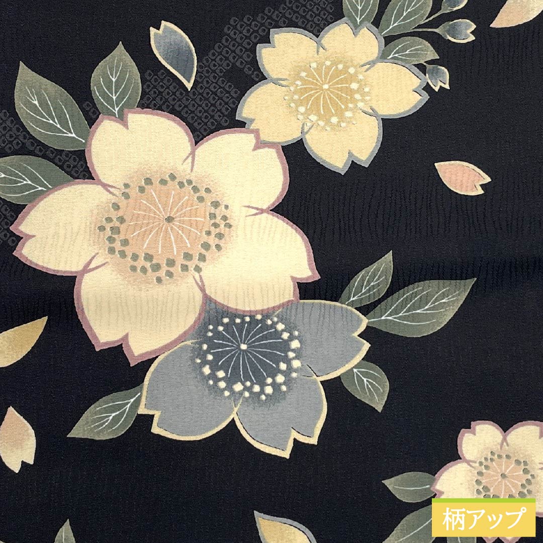 （京袋帯）名古屋帯 ポリエステル Sランク 京袋帯 染め帯 桜  帯丈396cm 全通 カジュアル 黒系 1124010932410 開き仕立て