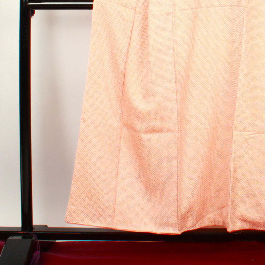 小紋 身丈157cm 裄丈62cm 袷  深支子色 総絞り しつけ糸あり  正絹 Sランク 朱系 1115002242316