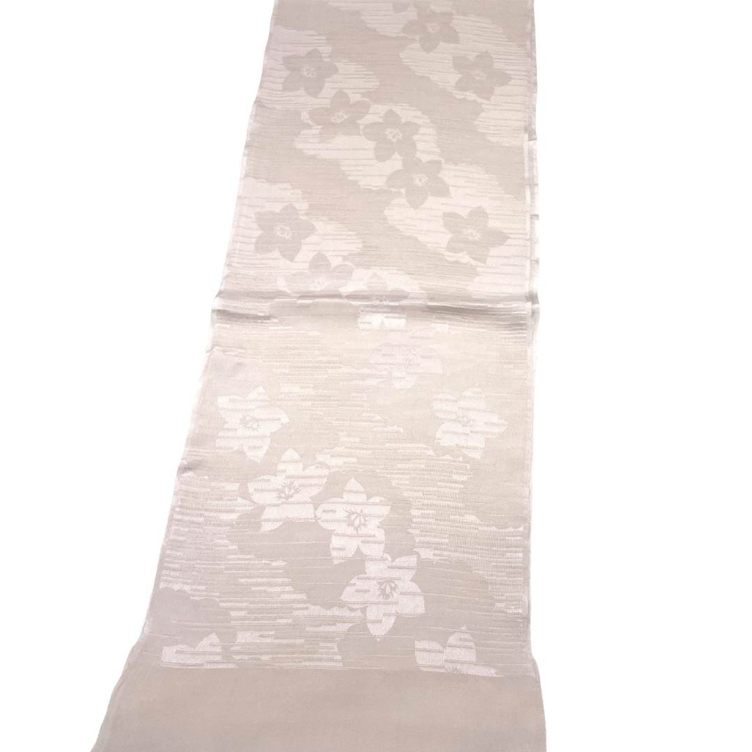 帯揚げ 正絹 Aランク カジュアル 薄桜色（うすざくらいろ） 桔梗 横絽 夏用 長さ約170cm 幅約27cm 白系 1136005213911
