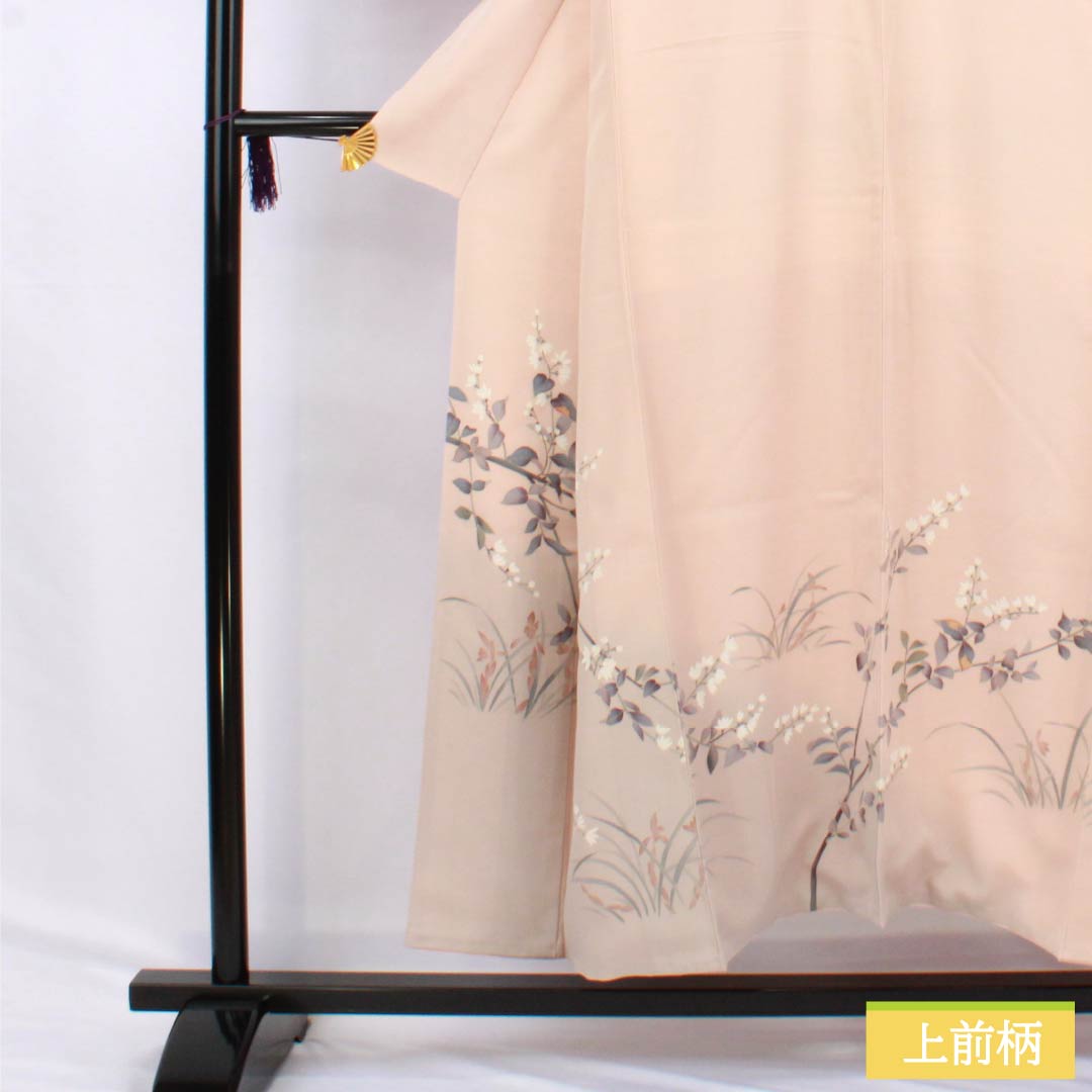 訪問着 正絹 Aランク 袷 身丈150.5cm 裄丈61cm 乙女色（おとめいろ） 加賀友禅 草花 ピンク系 1112006203113