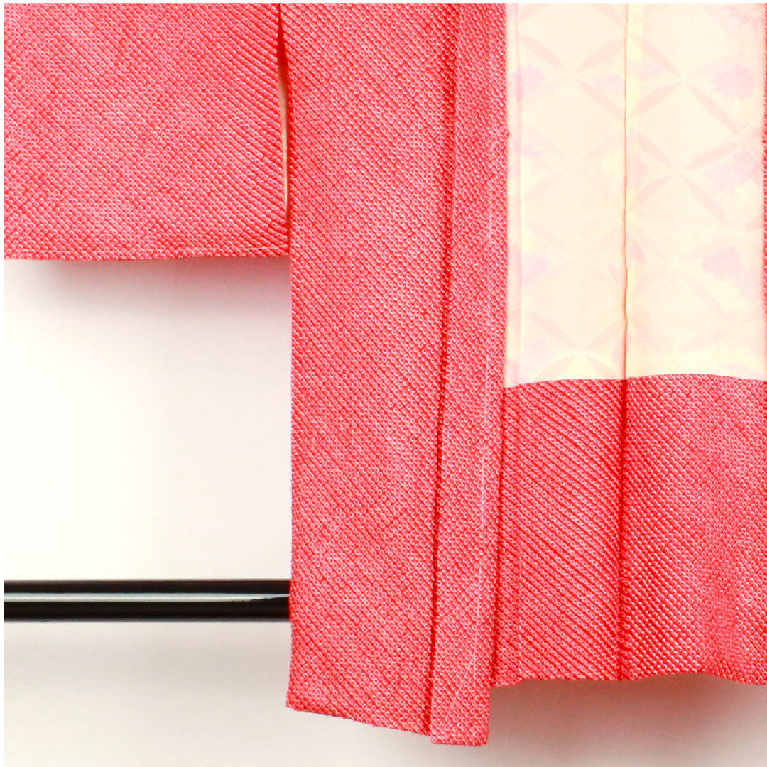 羽織 身丈86cm 裄丈63cm 土耳古赤色 絞り 正絹 Sランク 袷 赤系 1117000292912