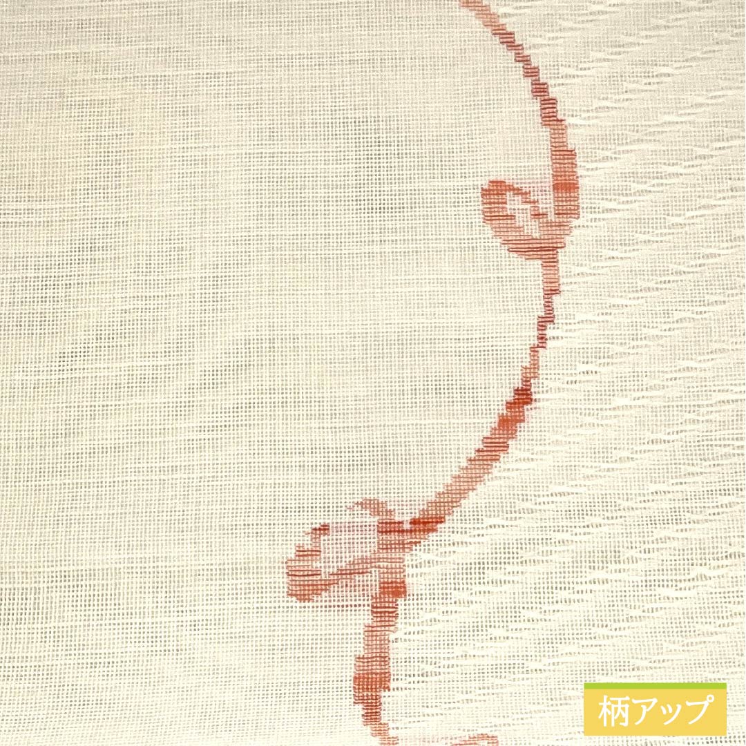 名古屋帯 正絹 Sランク 開き仕立て 乳白色（にゅうはくしょく） 幾何学模様 曲線 夏帯 帯丈366cm 六通 カジュアル 白系 1124013102311