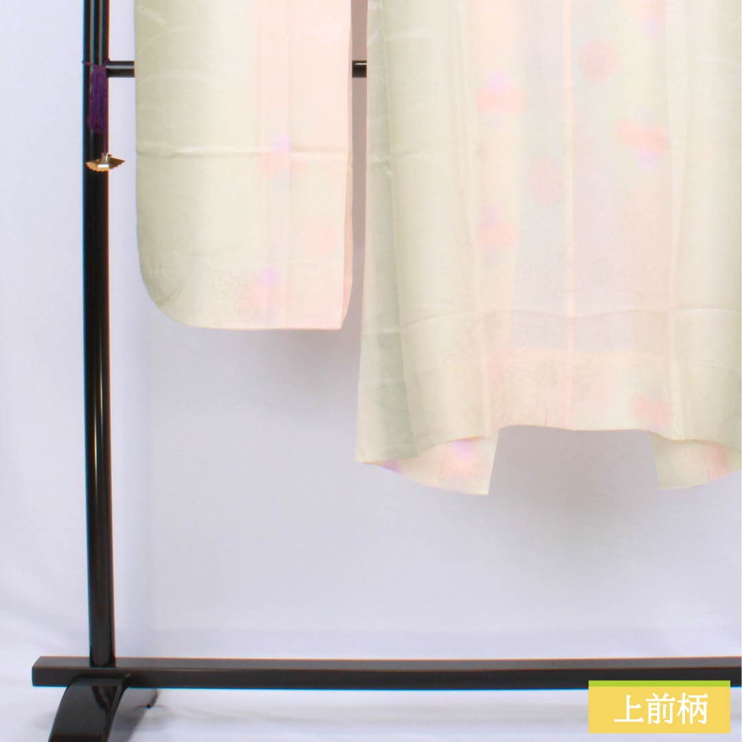 長襦袢 正絹 Sランク 身丈119cm 裄丈61.5cm 単衣 乙女色（おとめいろ） ボカシ染 菊 半衿付き ピンク系 1129000842113