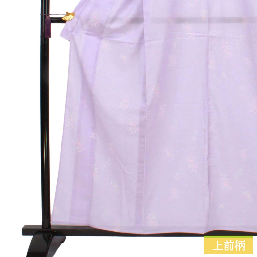 夏物 ポリエステル 小紋 Sランク 身丈159cm 裄丈64cm 薄藤色（うすふじいろ） 洗える着物 小花 絽 紫系 1132006042320