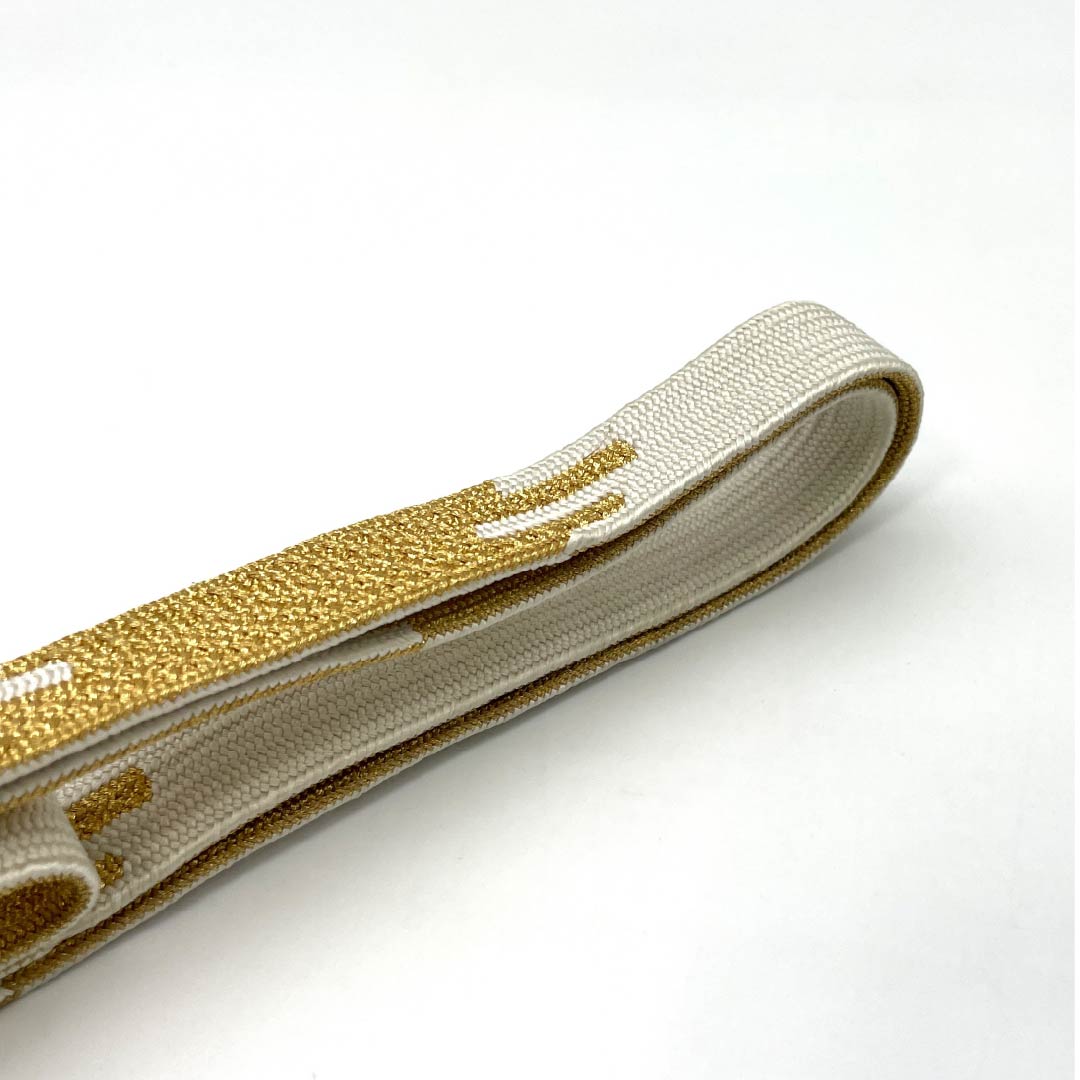 帯締め 正絹 Sランク  白金 平組 撚り房  長さ約157cm 幅約1.5cm 留袖用 白系 1135006102311