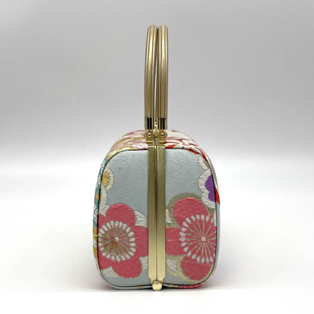 和装バック フォーマル 蟹鳥染色（かにとりぞめいろ） 振袖用 花柄 古典柄 水色系 Ａランク 113900052324