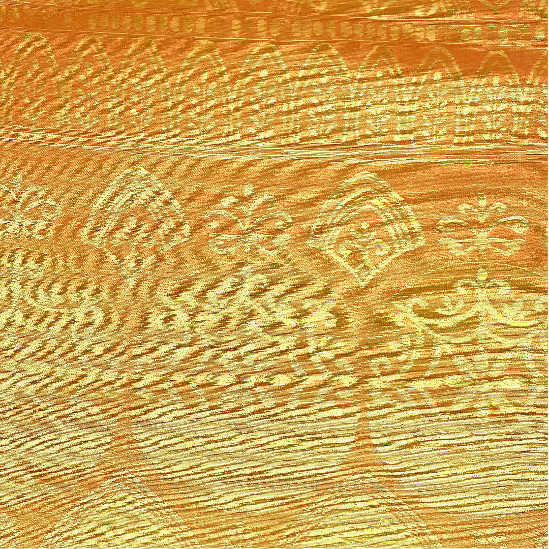 （未仕立）袋帯 古典柄 木原織物 帯丈428cm 正絹 Sランク 六通 セミフォーマル 朱系 1123002592316