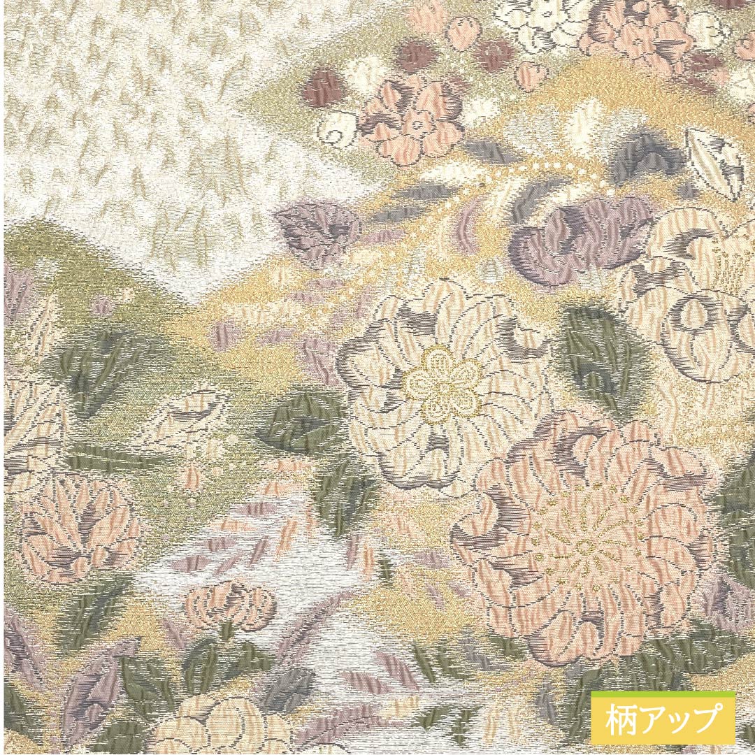 袋帯 正絹 胡粉色（ごふんいろ） 辻ヶ花 帯丈444cm Sランク 六通 フォーマル クリーム系 1123012122315