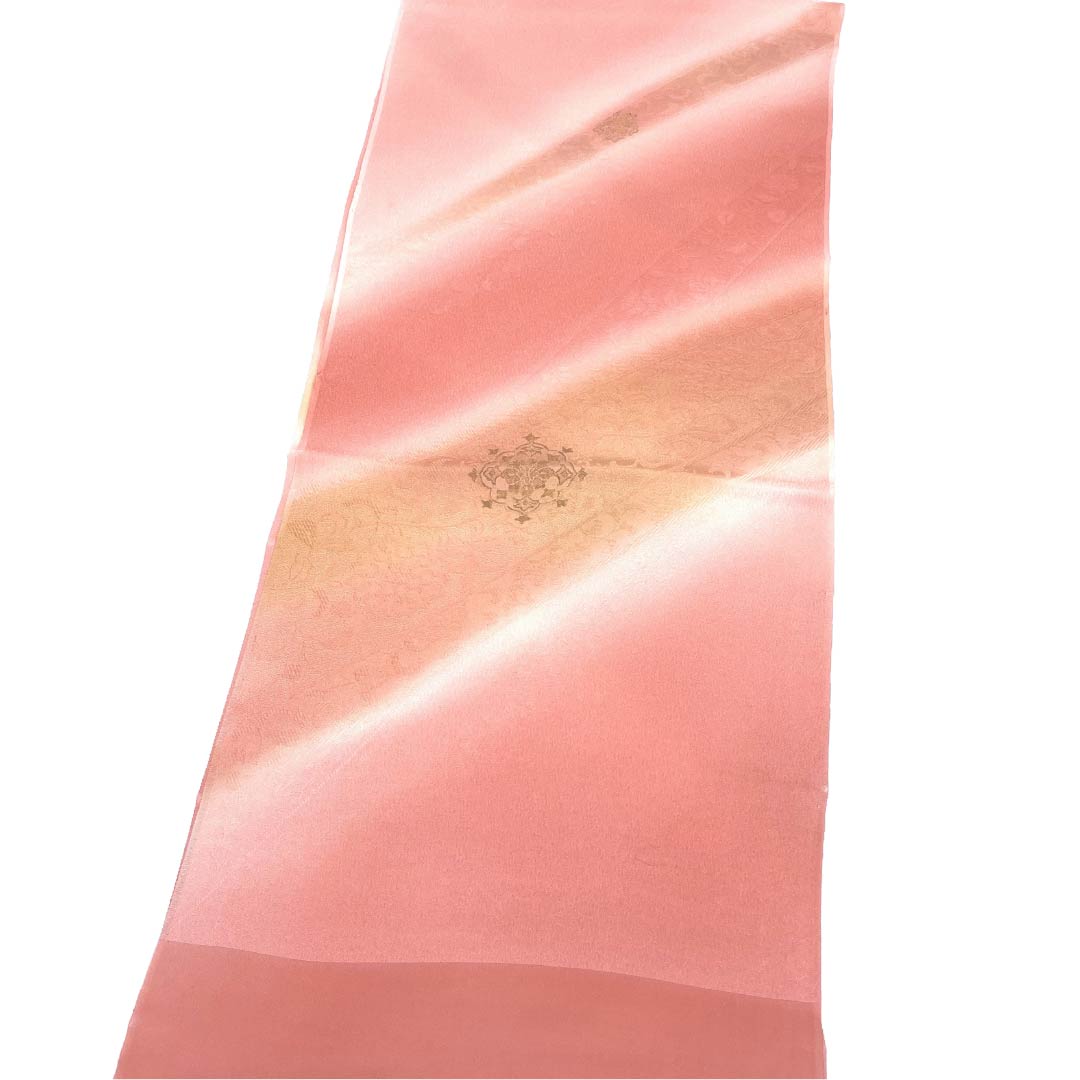 Obiage, pure silk, S rank, semi-formal, akebono-iro (dawn color) and shinonome-iro (daybreak color), classical floral design, approx. 176cm long, approx. 32cm wide, pink tones, 1136003482913