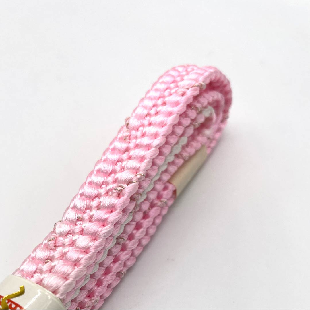 （新古品） 帯締め 正絹 四分紐 洎夫藍色（さふらんいろ） 金属糸使用 新古品 ぼかし 長さ約160cm 幅約1.5cm セミフォーマル NEWランク ピンク系 1135003011313