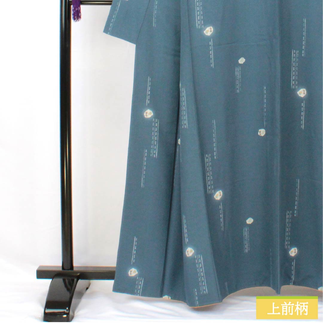 Komon, pure silk, length 161.5cm, sleeve length 65cm, lined, lining color (urairo), stencil dyeing, abstract pattern, Kinuhime Guard, A rank, blue, 1115005553417