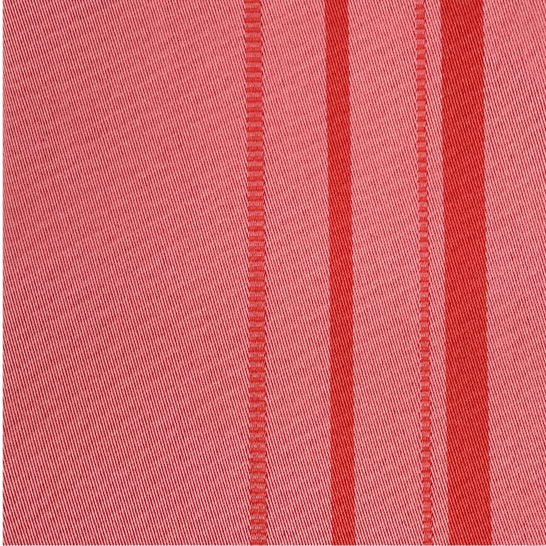 半幅帯 ポリエステル 帯丈350cm 紅梅色（こうばいいろ） 縞 ストライプ 幾何学模様 リバーシブル 朱系 Sランク 1125001352316