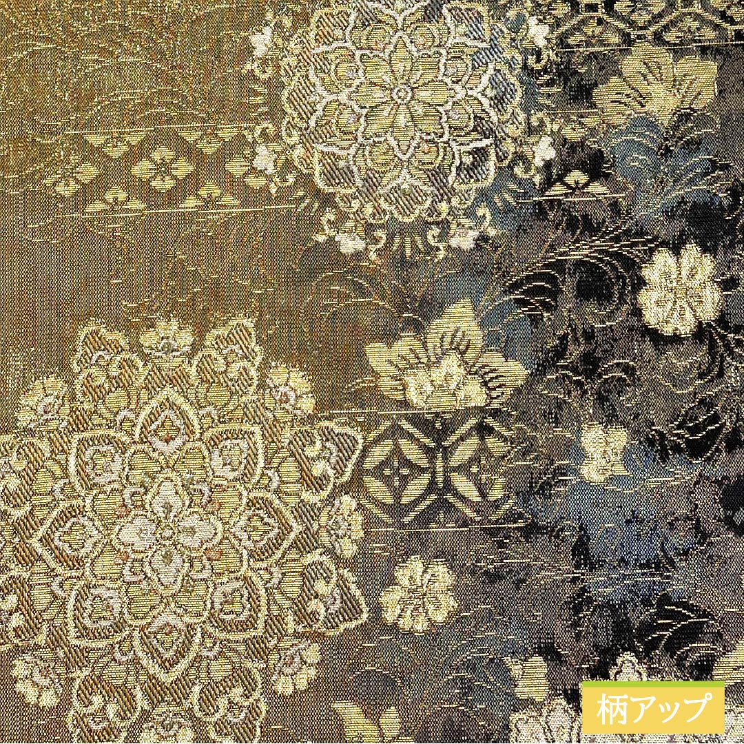 Formal, pure silk obi with floral motifs and a Chinese flower pattern, perfect for formal kimono wear. Length: 444cm. S-rank. Six-fold obi. Gradient pattern. Product number: 1123014442399.