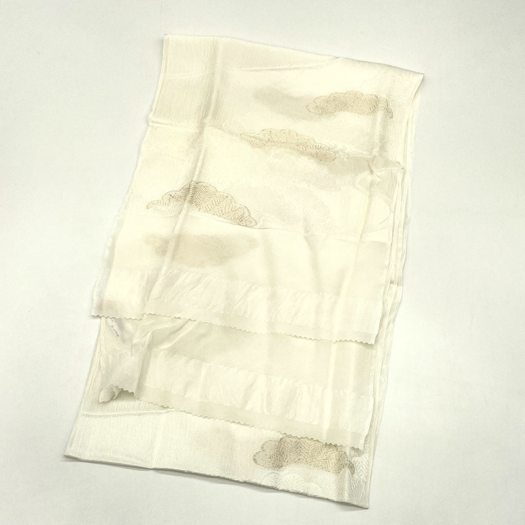 （新古品） 帯締め・帯揚げセット 正絹 NEWランク 乳白色（にゅうはくしょく） 留袖用 古典柄 流水 長さ約160cm 幅約1.5cm フォーマル 白系 1141000321311