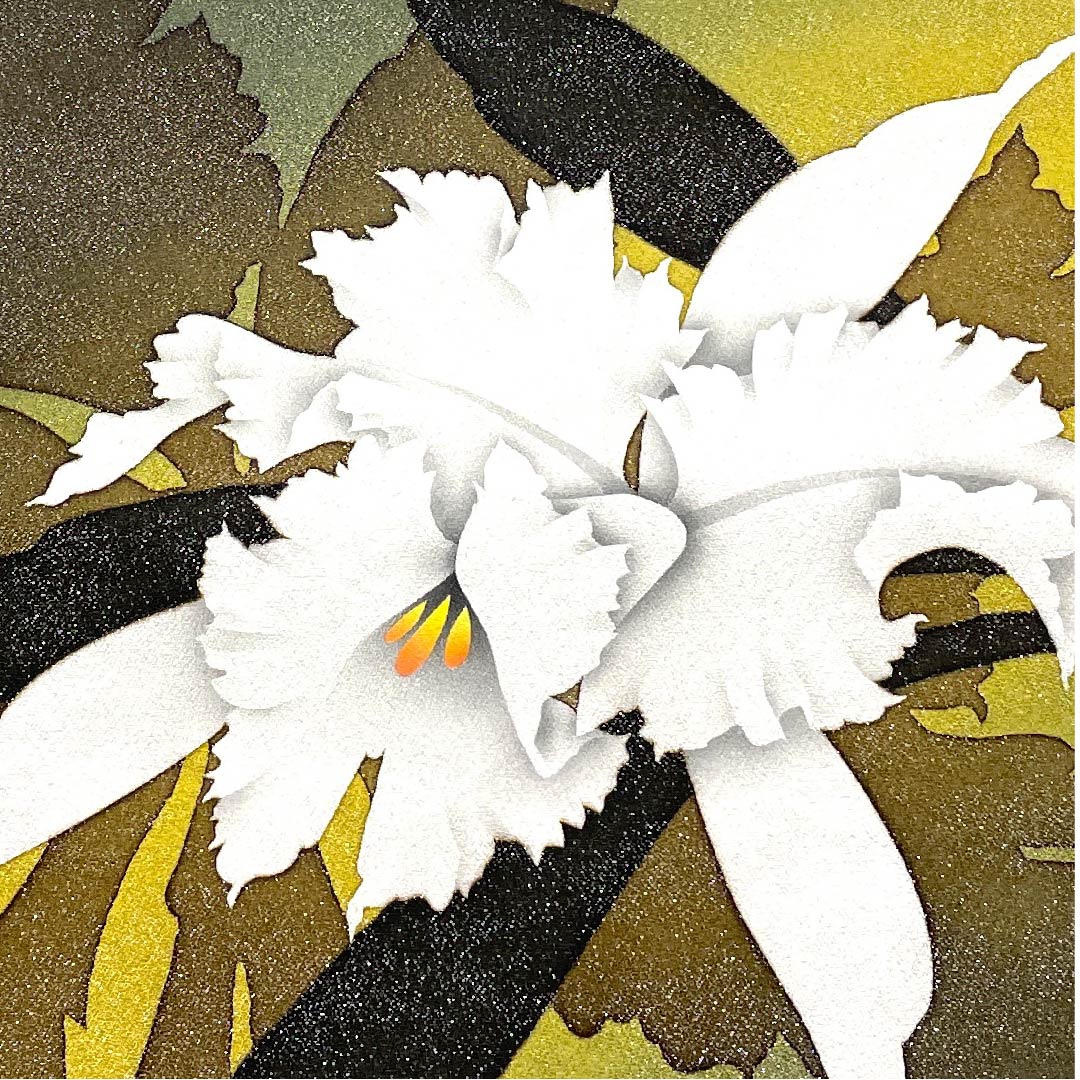 Fukuro Obi (Japanese sash) in Shimamatsu Nezuiro (Shimamatsu gray) by Yusuke Tange, Moonflower, silver thread, obi length 450cm, pure silk, S rank, point pattern, semi-formal, green, 1123007872319