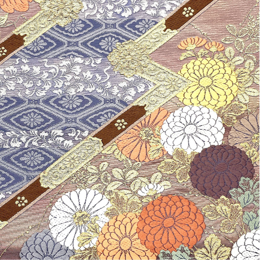 （未仕立）袋帯 縁起柄 桐 留袖用 小森織物 帯丈428cm 正絹 NEWランク 六通 フォーマル 青系 1123002521317